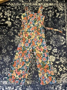 Princess Highway Green Floral Jumpsuit with Pink, Orange & Yellow Flowers